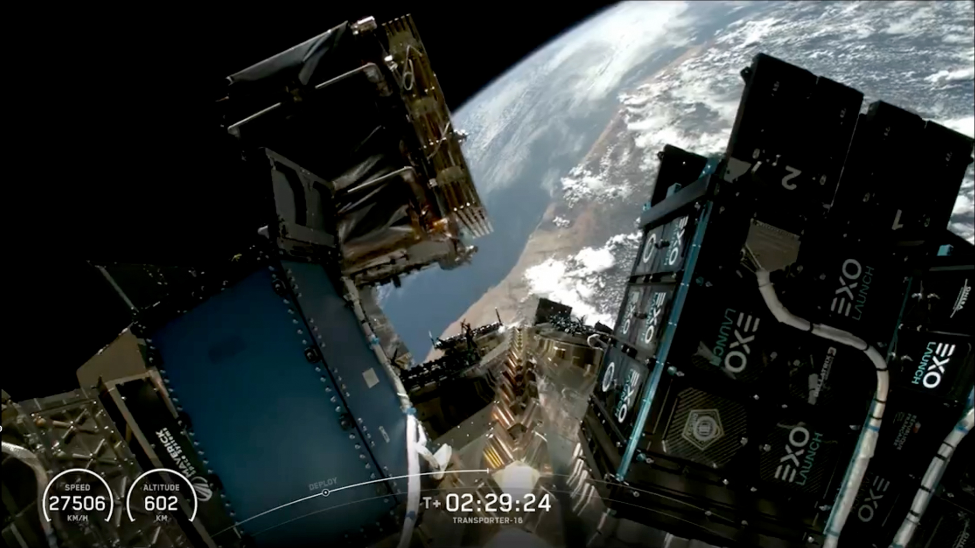 Screenshot from the launch broadcast: one of ICEYE’s satellites separates from the rocket.