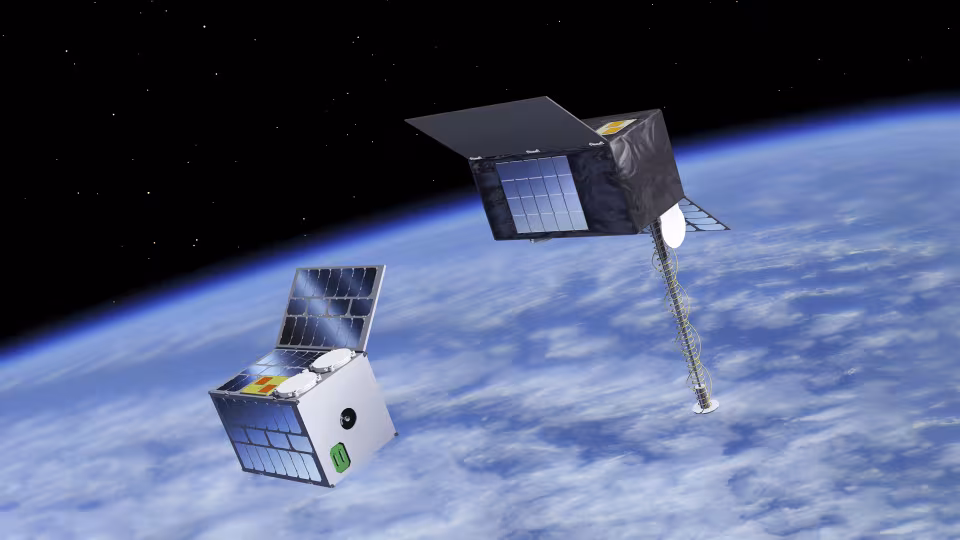 Drawing of two Celeste satellites